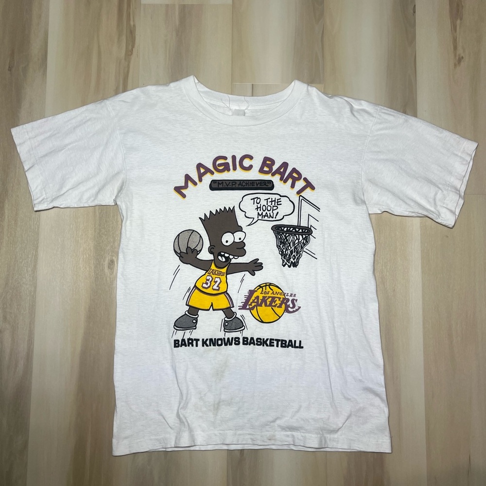 VTG Bart Simpson Shirt Magic Johnson Los Angeles Lakers 80s 90s Men’s Medium